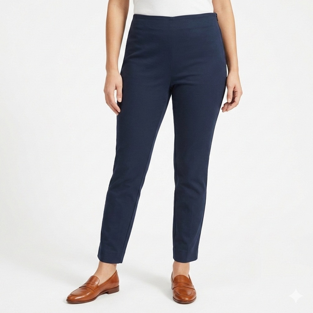 Everlane Women The Curvy Fit Short Ankle Pants Navy Stretch Cotton 16